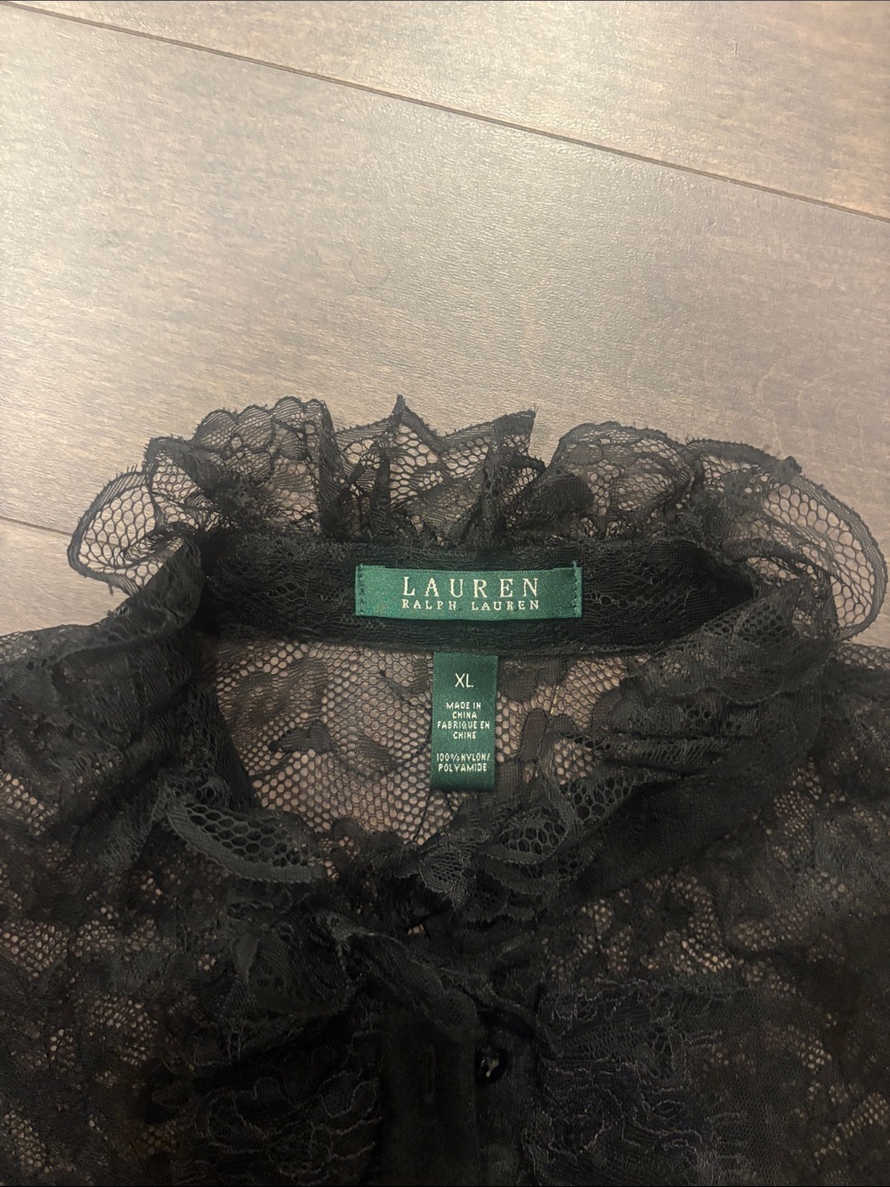 Ralph Lauren Black Sleeveless Lace Ruffle Front Blouse - Picture 4 of 5